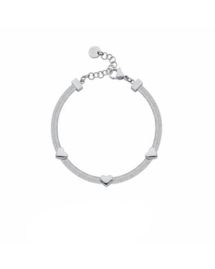 Bracciale catena snake LIU-JO jewelry in acciaio con 3 cuori LJ3188