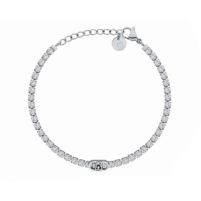 Bracciale tennis LIU-JO jewelry in acciaio con cristalli e logo LJ3215