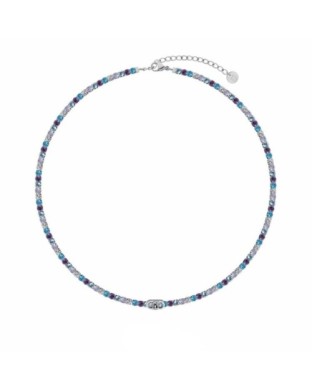 Collana tennis LIU-JO jewelry in acciaio con cristalli blu multicolor e logo LJ3210