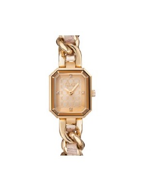 Orologio ALVIERO MARTINI 1700569 Gold con cinturino in acciaio dorato e pelle