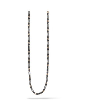 Collana COMETE GIOIELLI Uomo Mineral UGL 735  in acciaio pvd rosato ed ematite nera