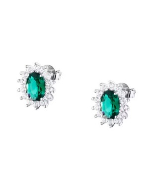 Orecchini MORELLATO Duchessa SAIW286  in argento 925 con cristallo verde taglio  princess