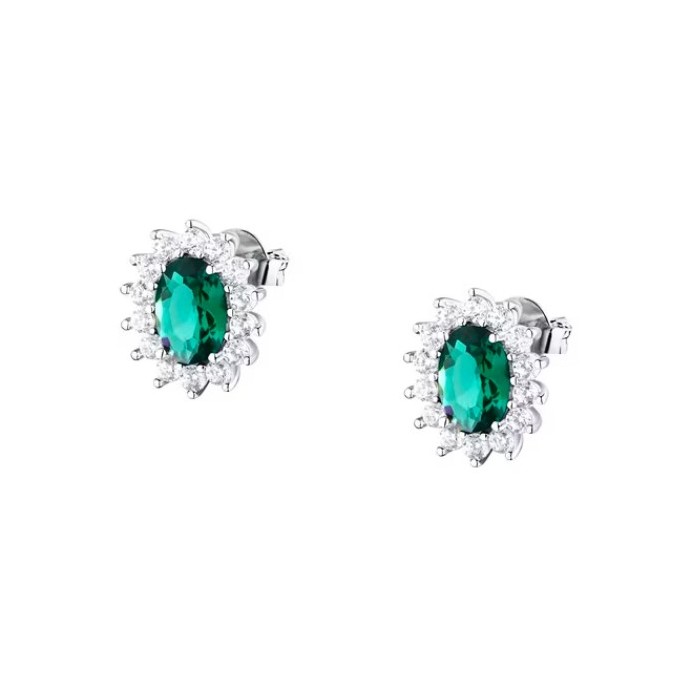 Orecchini MORELLATO Duchessa SAIW286  in argento 925 con cristallo verde taglio  princess
