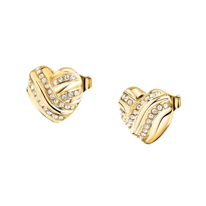 Orecchini MORELLATO Battito SAZQ07 in acciaio dorato a forma di Cuore con cristalli