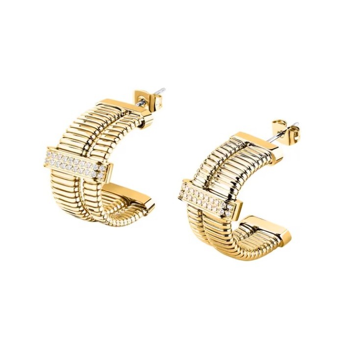 Orecchini a cerchio MORELLATO Onda SAZP09 in acciaio dorato con cristalli