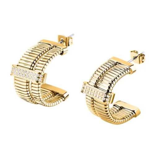 Orecchini a cerchio MORELLATO Onda SAZP09 in acciaio dorato con cristalli