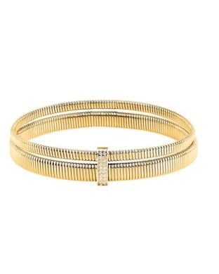 Bracciale rigido MORELLATO Onda SAZP05 in acciaio dorato con cristalli