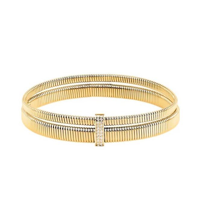 Bracciale rigido MORELLATO Onda SAZP05 in acciaio dorato con cristalli