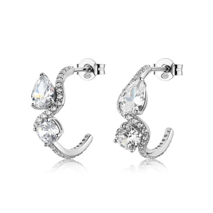 Orecchini a cerchio BROSWAY FANCY in argento 925 e cristalli bianchi FIW185
