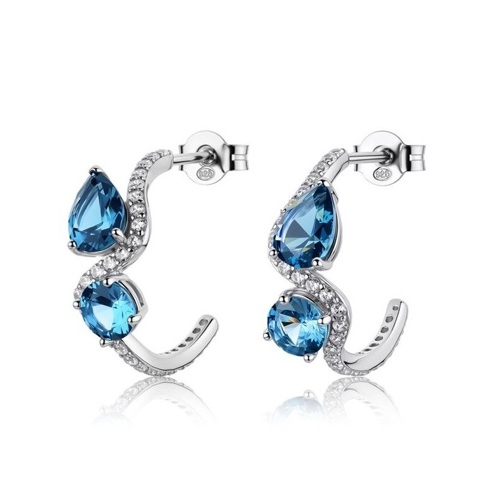 Orecchini a cerchio BROSWAY FANCY in argento 925 e cristalli light sapphire FCL137