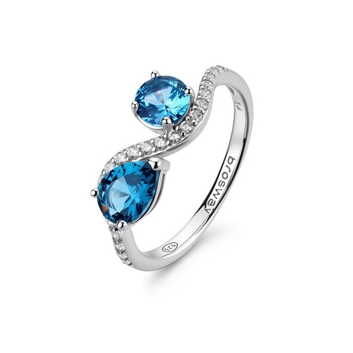 Anello BROSWAY FANCY in argento 925 e cristalli light sapphire FCL138D Misura 16