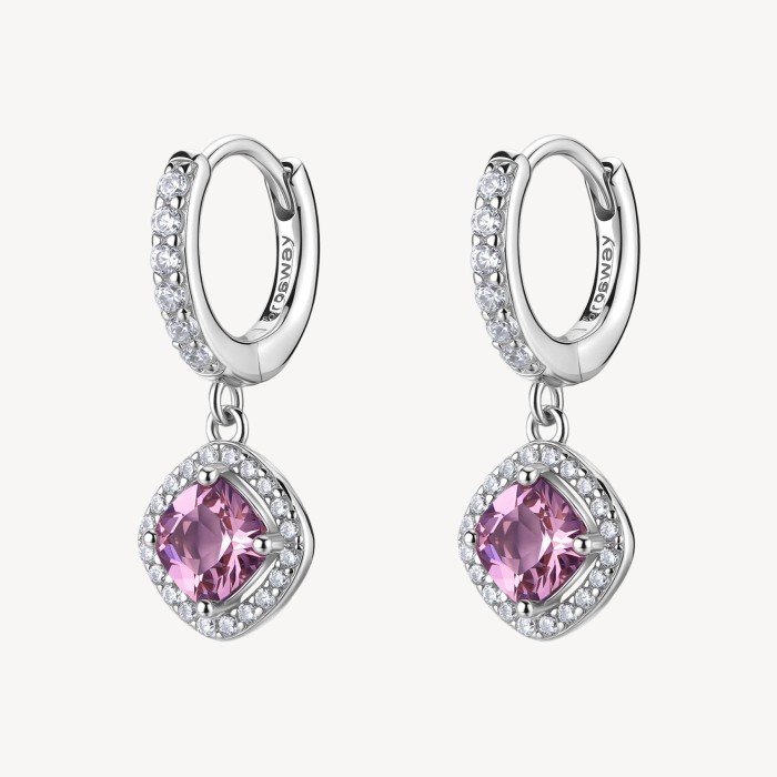 Orecchini a cerchio BROSWAY FANCY in argento 925 cristalli bianchi e vintage rose FTP15