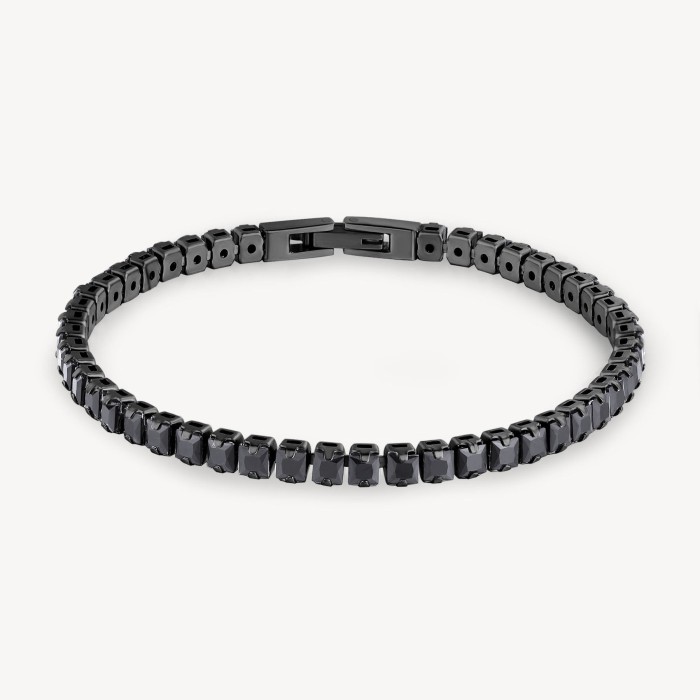 Bracciale tennis Uomo BROSWAY Avantgarde in acciaio 304 pvd colore nero e cristalli neri BVD21