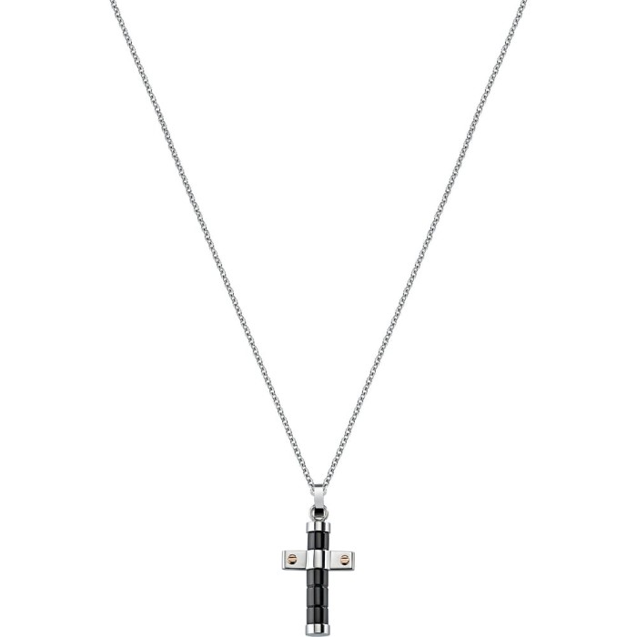 Collana Uomo SECTOR Spirit SZQ15 in acciaio e pvd nero con pendente croce