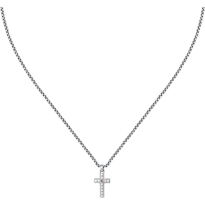 Collana Uomo SECTOR Spirit SZQ29 in acciaio e pvd rose con pendente croce