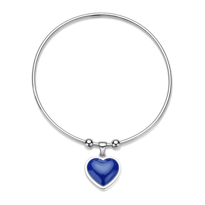Bracciale rigido S'AGAPO Madame SDM13 in acciaio 316L con charm Cuore e smalto blu