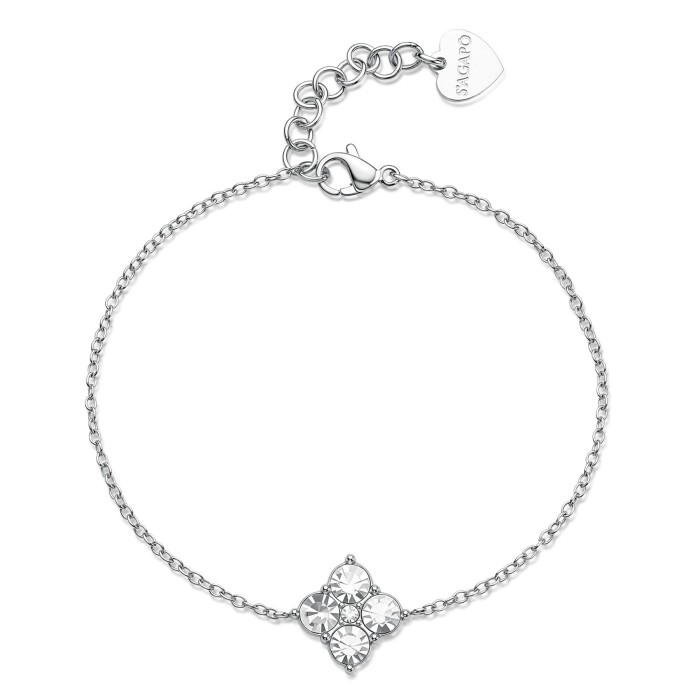 Bracciale S'AGAPO Gleam SLA13  in acciaio 316L con cristalli centrali