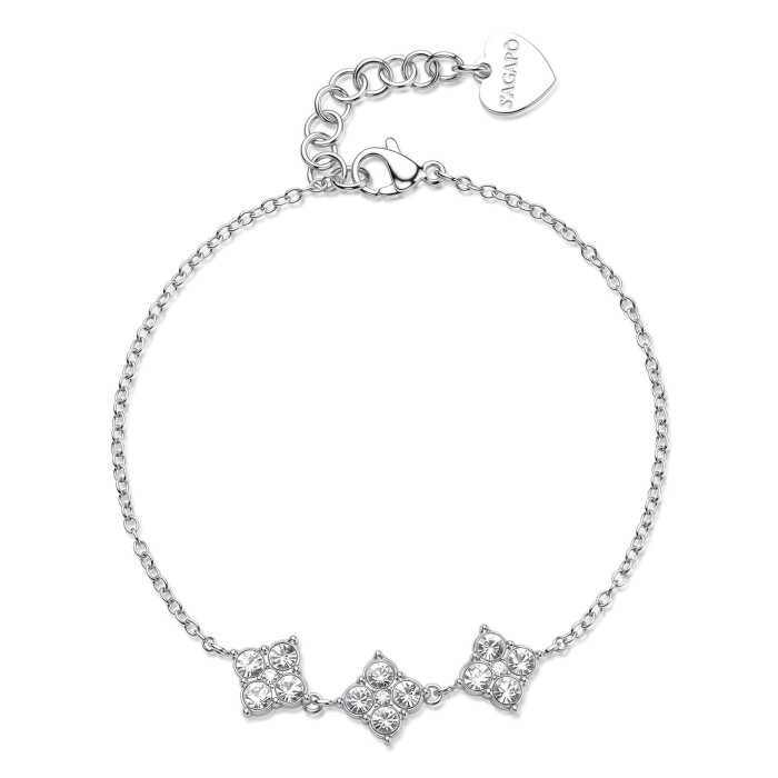 Bracciale S'AGAPO Gleam SLA14  in acciaio 316L con cristalli centrali