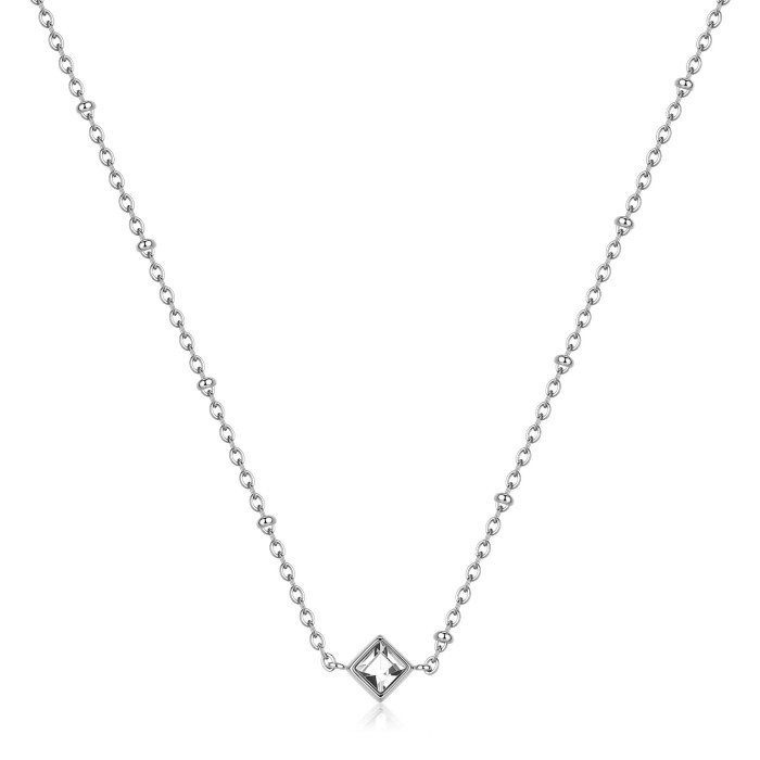 Collana girocollo S'AGAPO Luce SCE45  in acciaio 316L con cristallo centrale