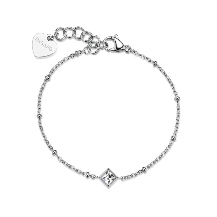 Bracciale S'AGAPO Luce SCE51  in acciaio 316L con cristallo centrale