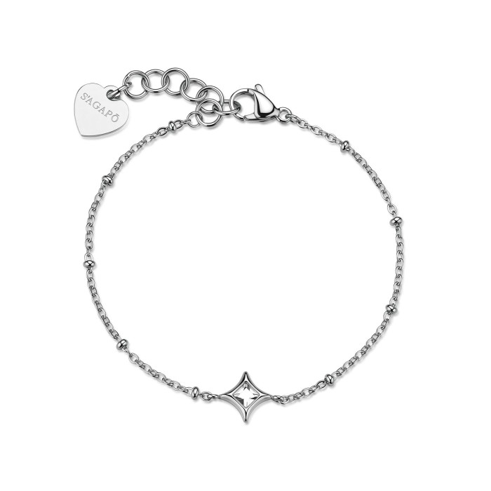 Bracciale S'AGAPO Luce SCE50  in acciaio 316L con cristallo centrale