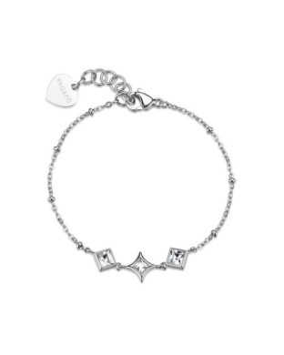 Bracciale S'AGAPO Luce SCE52  in acciaio 316L con cristalli centrali