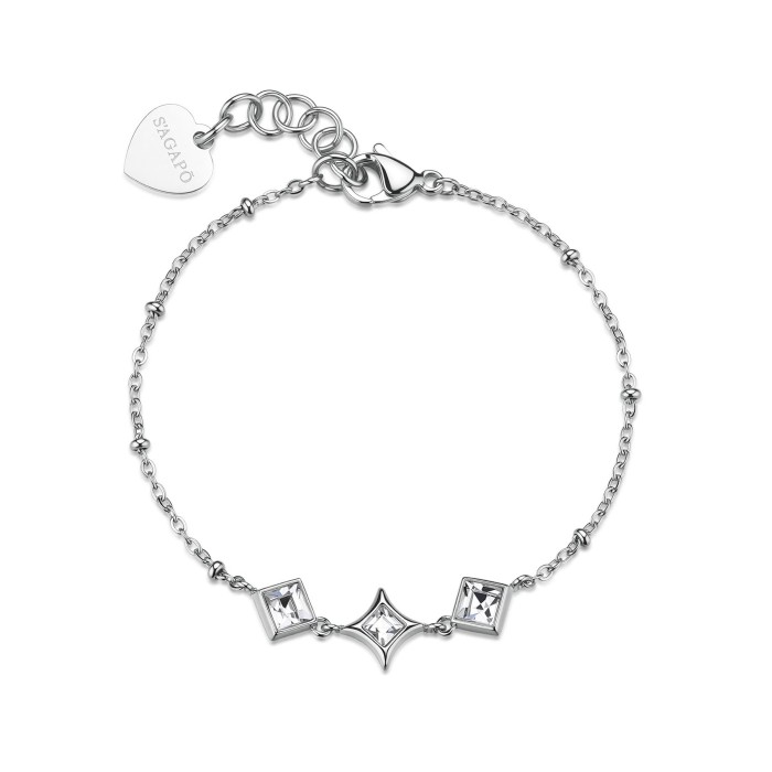 Bracciale S'AGAPO Luce SCE52  in acciaio 316L con cristalli centrali