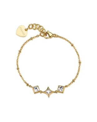 Bracciale S'AGAPO Luce SCE53  in acciaio 316L dorato con cristalli centrali