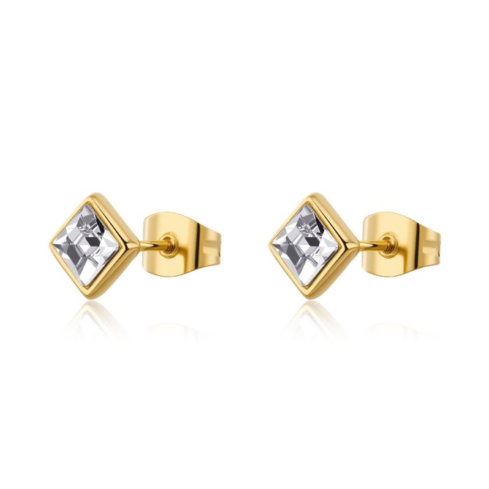 Orecchini S'AGAPO Luce SCE57  in acciaio 316L dorato con cristalli