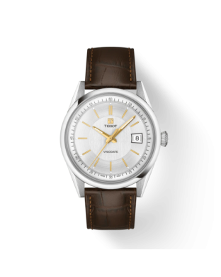 Orologio TISSOT Visodate 39MM T1574071603100 Silver cinturino in pelle marrone