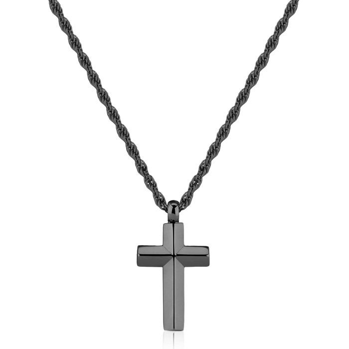 Collana Uomo S'AGAPO Bound SBD06 catena in acciaio 316L pvd rutenio pendente Croce