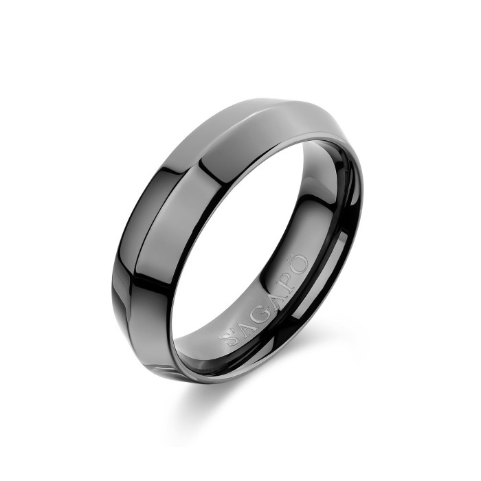 Anello Uomo S'AGAPO Bound SBD32C 316L pvd rutenio Misura 23