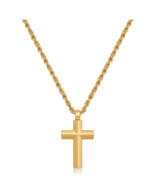 Collana Uomo S'AGAPO Bound SBD07 in acciaio 316L pvd oro pendente Croce
