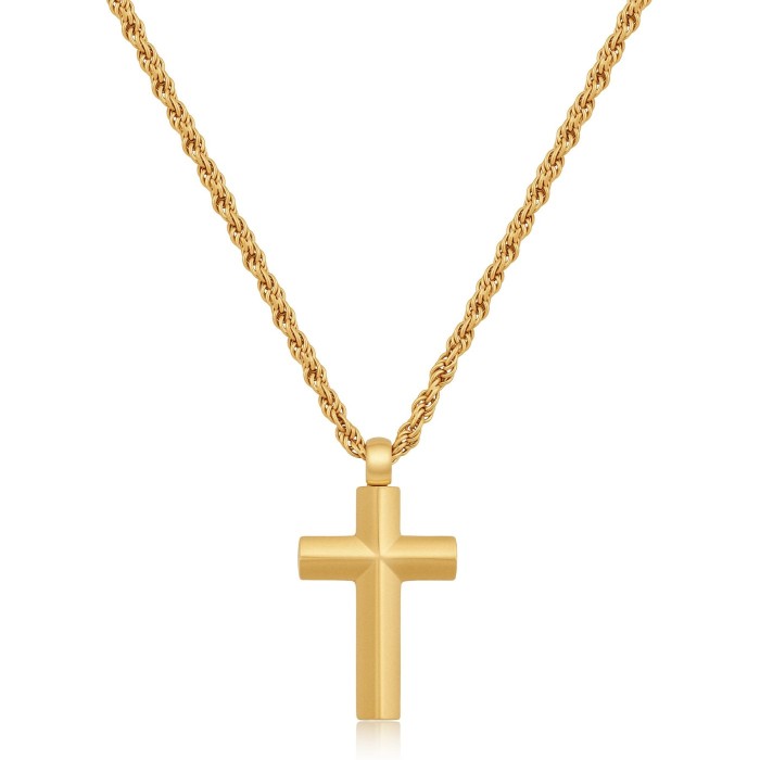 Collana Uomo S'AGAPO Bound SBD07 in acciaio 316L pvd oro pendente Croce