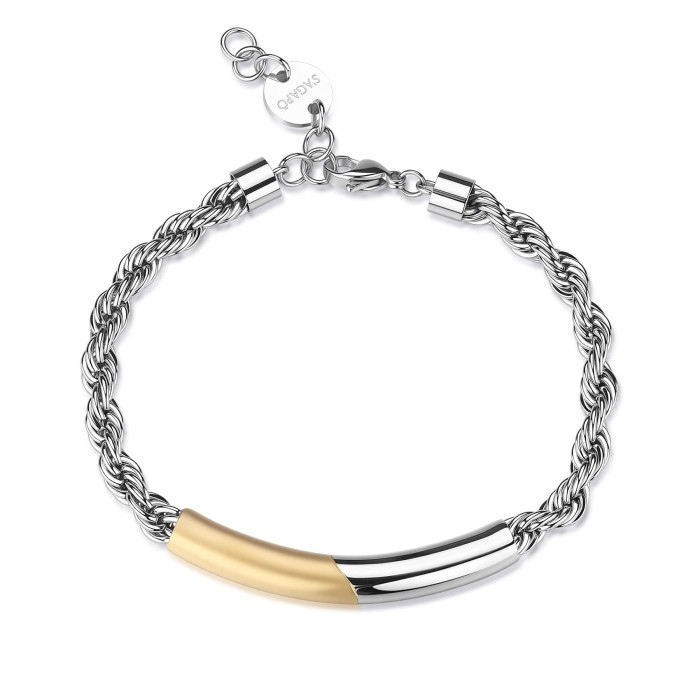 Bracciale Uomo S'AGAPO Bound SBD13 catena torchon  in acciaio 316L con centrale pvd oro