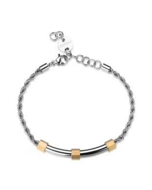 Bracciale Uomo S'AGAPO Bound SBD17 catena torchon  in acciaio 316L con inserti pvd oro
