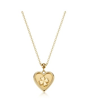 Collana S'AGAPO Duh Duh SUH07 in acciaio 316L dorato pendente cuore simbolo quadrifoglio