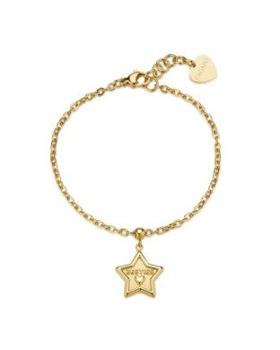 Bracciale S'AGAPO Duh Duh SUH20 in acciaio 316L dorato pendente stella scritta besties