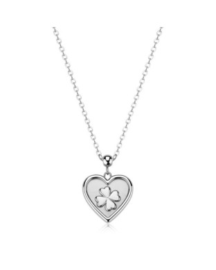 Collana S'AGAPO Duh Duh SUH01 in acciaio 316L pendente cuore simbolo quadrifoglio