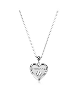 Collana S'AGAPO Duh Duh SUH02 in acciaio 316L pendente cuore scritta sorella