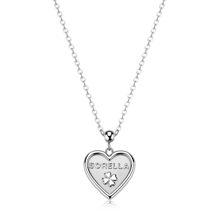 Collana S'AGAPO Duh Duh SUH02 in acciaio 316L pendente cuore scritta sorella