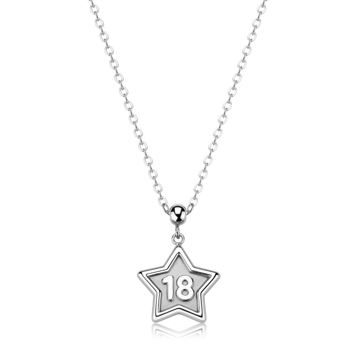 Collana S'AGAPO Duh Duh SUH03 in acciaio 316L pendente stella scritta 18
