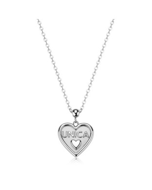 Collana S'AGAPO Duh Duh SUH05 in acciaio 316L pendente cuore scritta Unica