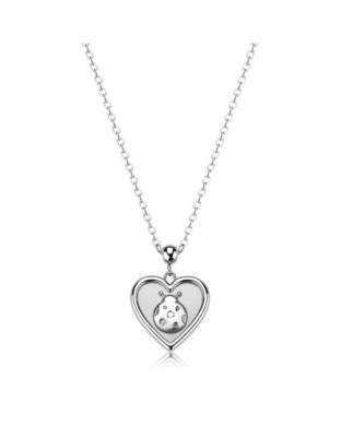 Collana S'AGAPO Duh Duh SUH06 in acciaio 316L pendente cuore simbolo coccinella