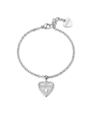 Bracciale S'AGAPO Duh Duh SUH11 in acciaio 316L pendente cuore scritta Maestra