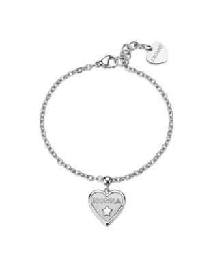 Bracciale S'AGAPO Duh Duh SUH13 in acciaio 316L pendente cuore scritta Nonna