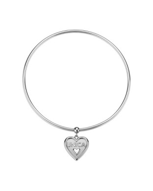 Bracciale rigido S'AGAPO Duh Duh SUH22 in acciaio 316L pendente cuore scritta Unica