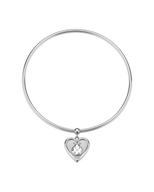 Bracciale rigido S'AGAPO Duh Duh SUH24 in acciaio 316L pendente cuore simbolo coccinella