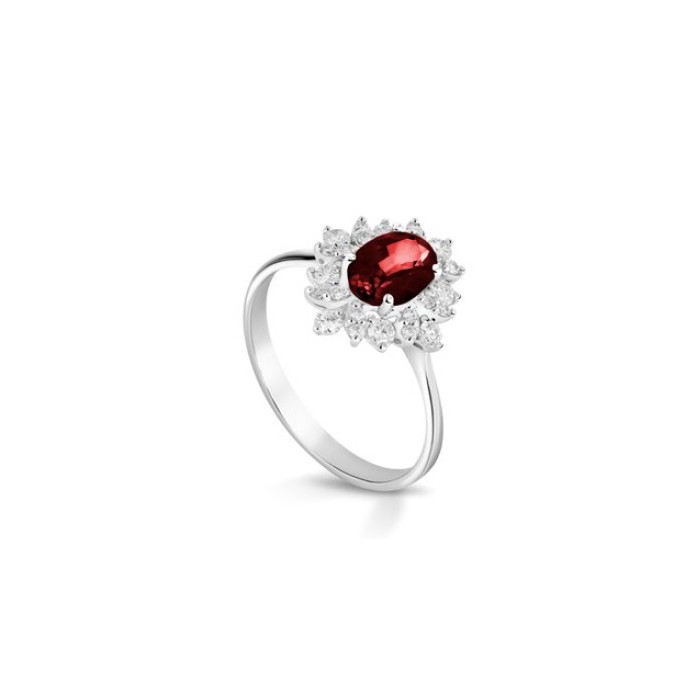 Anello in oro bianco 18Kt con diamanti e rubini naturali F-ANJANE/1R