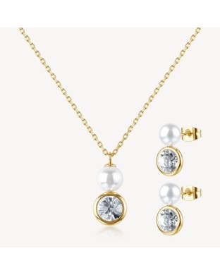 Set collana e orecchini BROSWAY limited edition Festa della Mamma 2026 BLE37 In acciaio 316L dorato cristalli e perle